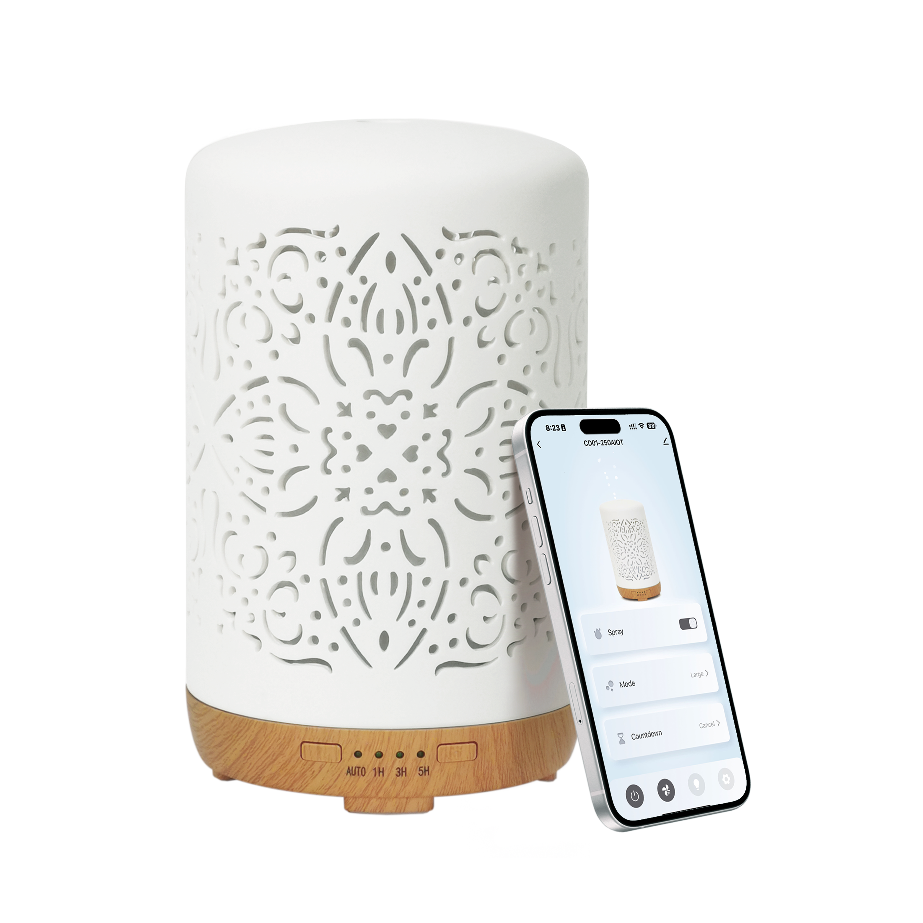 Earnest Living Smart WiFi Essential Oil Diffuser White Ceramic Diffuser 250 ml with Alexa Google Home App Phone Control LED and Auto Off Office Humidifier Aromatherapy Diffusers for Essential Oils